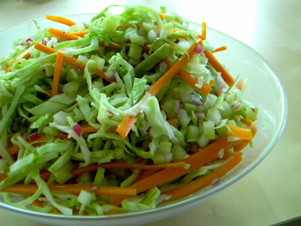 Practicing cuts with&nbsp;coleslaw