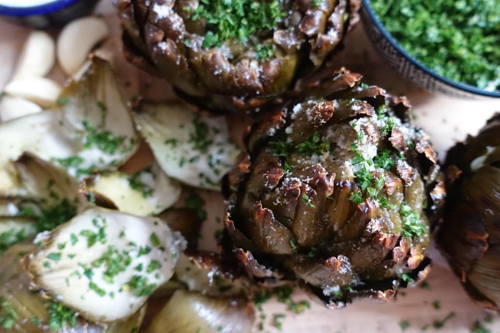 Whole roasted Parmesan artichokes with&nbsp;gremolata