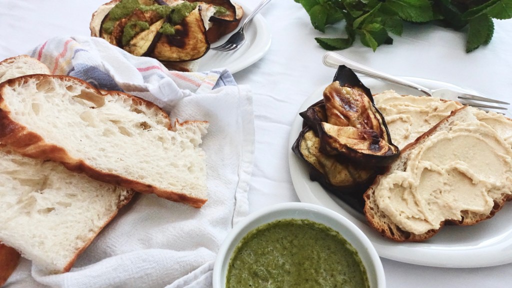 Moroccan Spiced Eggplant with Mint Sauce&nbsp;Verte