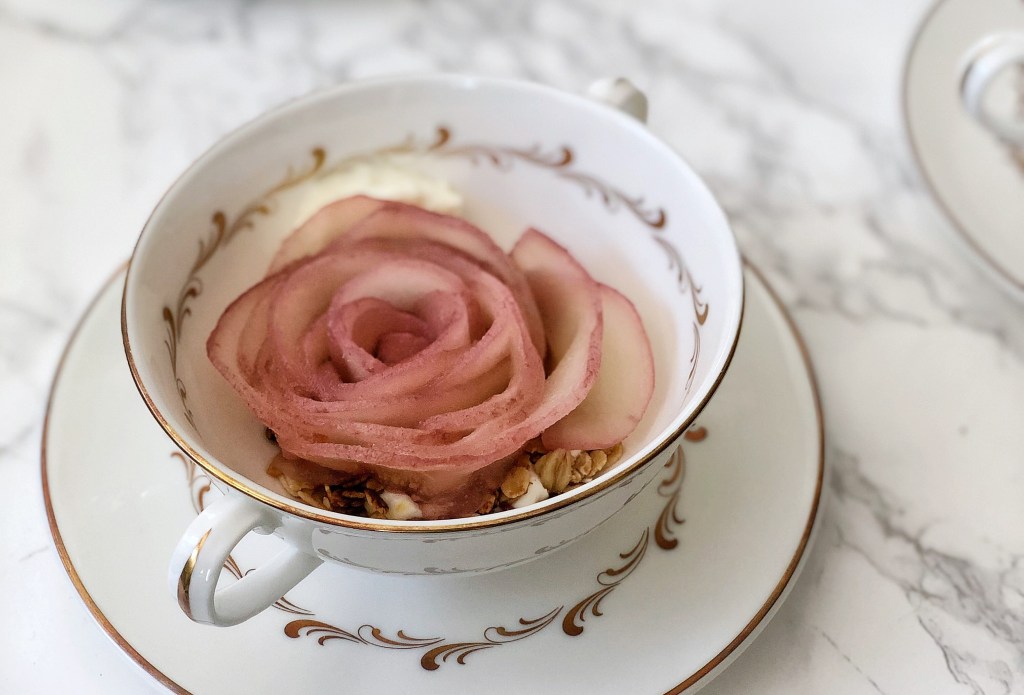 Mulled Wine Poached Pear&nbsp;Roses